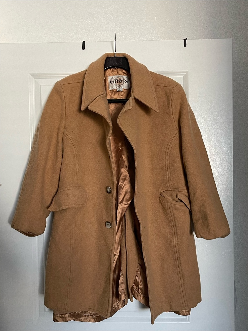 Women's Camel Wool Blend Coat by Grais-Size 40 REG